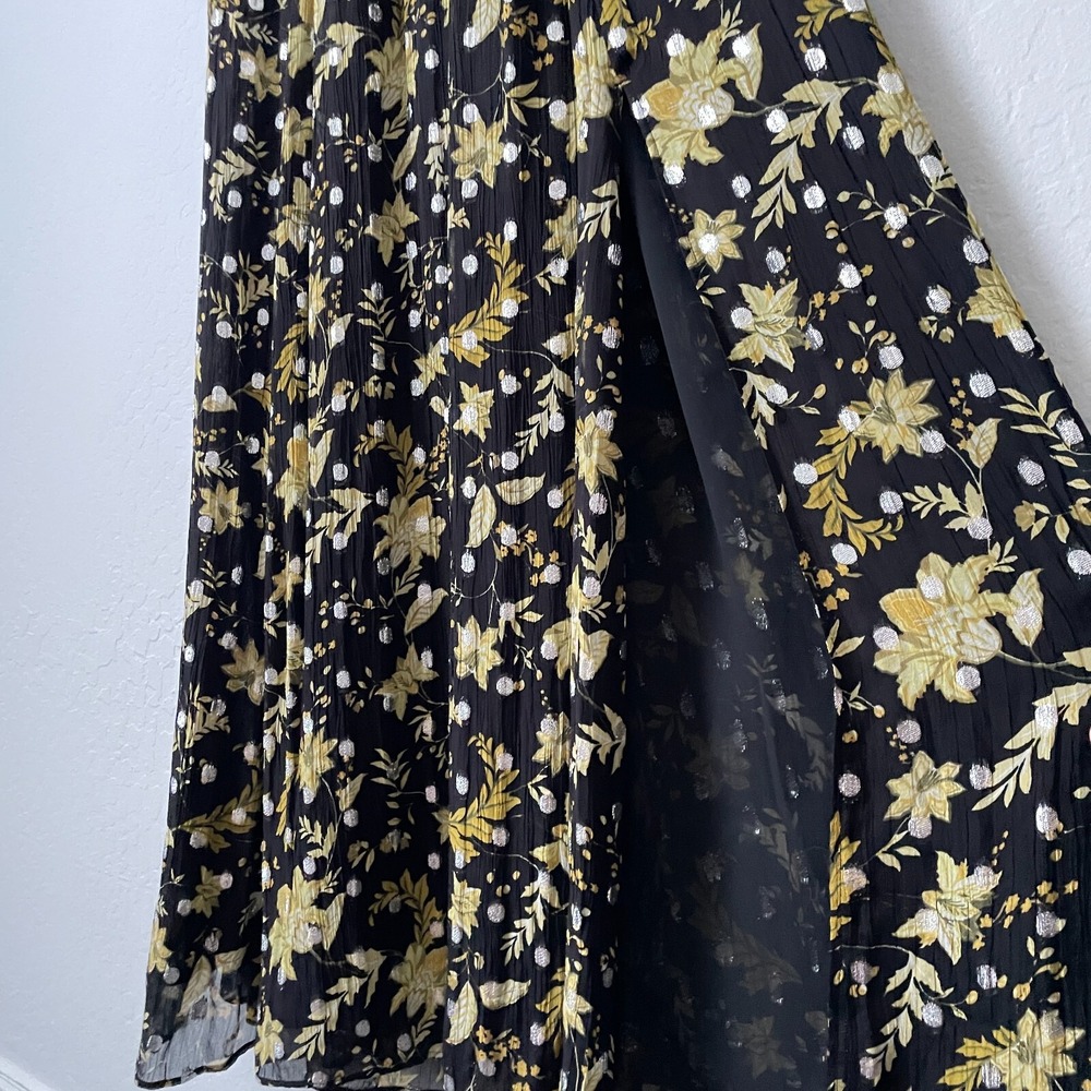 NWT $298 J.Crew Open-Back Metallic Clip-Dot Black Maxi Dress Golden Floral Sz 10 - Picture 6 of 16